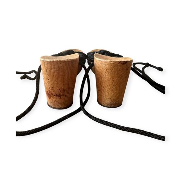 Vintage Wood Wedge Rope Sandals, Wrap Around Rope. Black - Picture 8 of 14